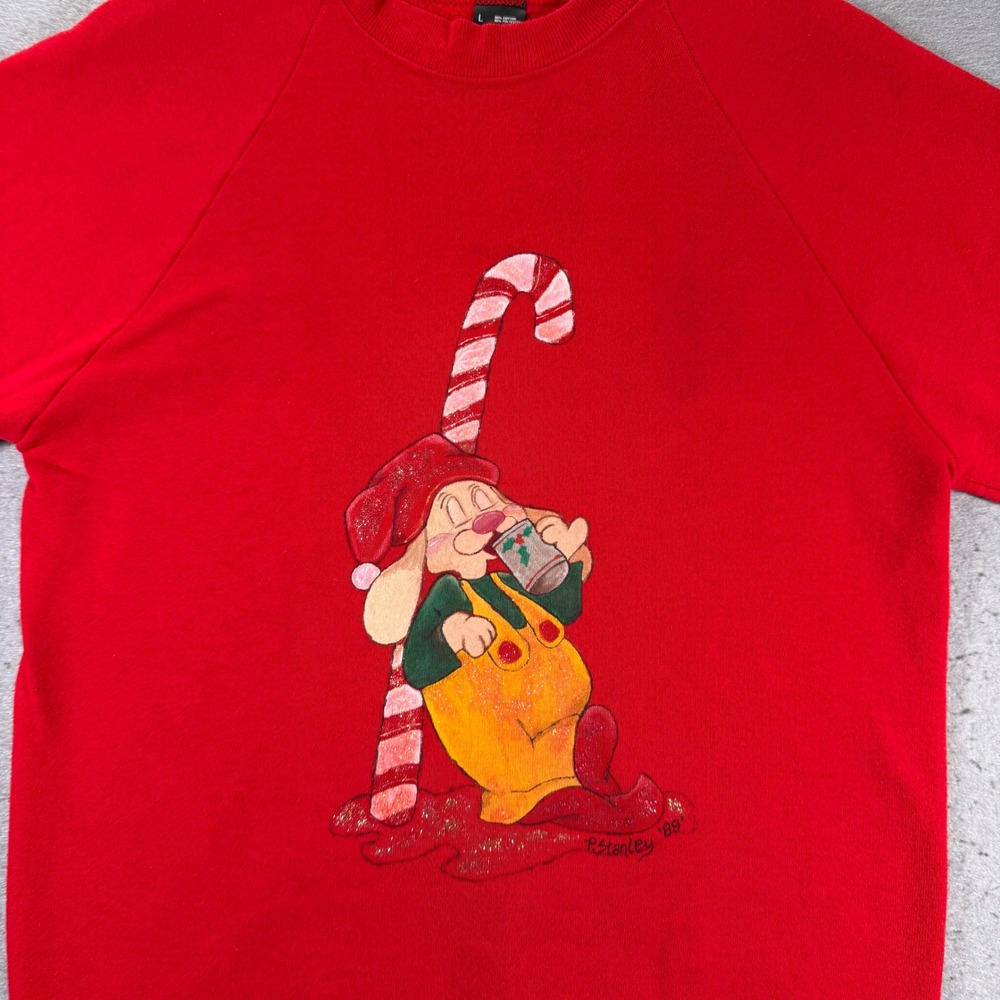 Vintage Disney Snow White Grumpy Sweatshirt R Stanley Screen Stars Red 1988 - Picture 5 of 13